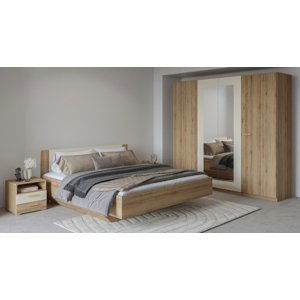 Ložnice NATTAN s postelí 160x200 cm, dub divoký/béžová