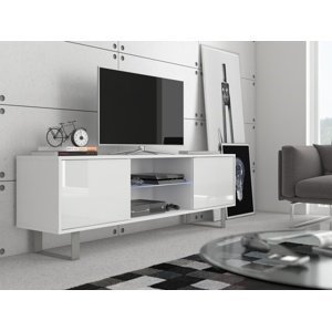 Televizní stolek BOKARO 2, bílá/bílý lesk, 5 let záruka