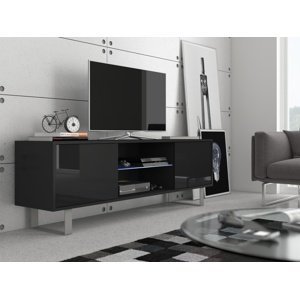 Televizní stolek BOKARO 2, černá/černý lesk, 5 let záruka
