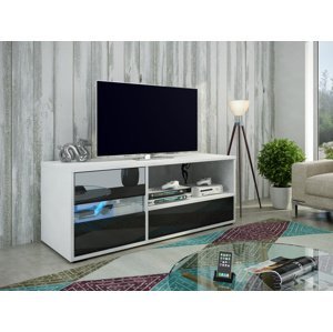 Televizní stolek PAXTAKOR A, bílá/černý lesk, 5 let záruka