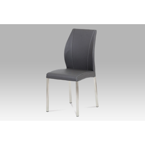 Jídelní židle HC-381 GREY, koženka šedá/broušený nerez
