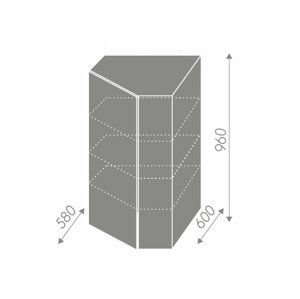 TITANIUM, skříňka horní rohová W4/10 60, korpus: grey, barva: fino černé