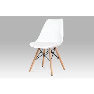 Jídelní židle CT-741 WT, bílý plast / bílá koženka / natural
