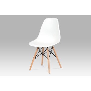 Jídelní židle CT-758 WT, plast bilý / masiv buk / kov černý
