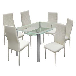 Jídelní stůl VENEZIA + 6 židlí MILÁNO krémově bílá