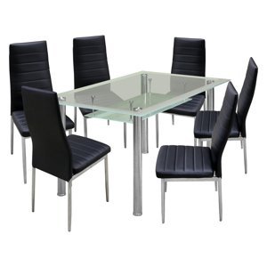 Jídelní stůl PATKAI + 6 židlí SNAEFELL černá