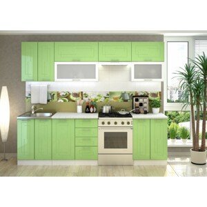 Kuchyně VEGA 260, bílý/sv.zelený metalic