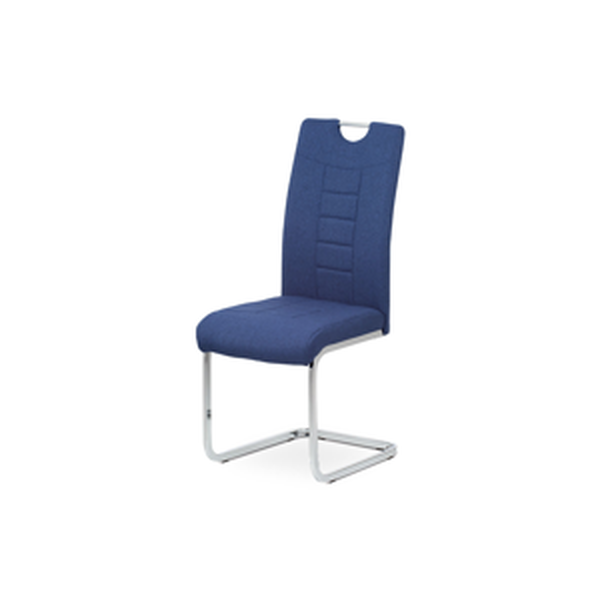 Jídelní židle - modrá látka, kovová chromovaná podnož DCL-404 BLUE2