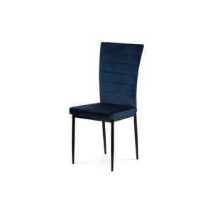 Jídelní židle, modrá látka samet, kov černý mat AC-9910 BLUE4
