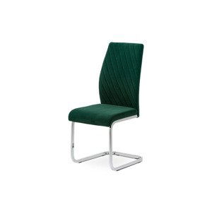 Jídelní židle - zelená sametová látka, kovová chromovaná podnož DCL-442 GRN4