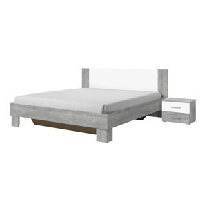VERA postel 160x200 cm s nočními stolky, beton colorado/bílá