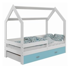 Dětská postel SPECIOSA D3 80x160 v barvě bílé se zásuvkou: modrá