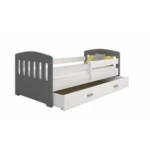 Dětská postel ORTLER 80x160 typ 6, šedá čela + bílé boky