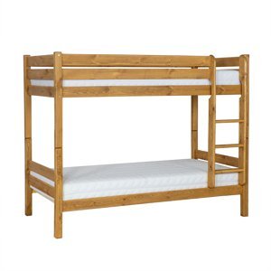 Patrová postel BUNOLAG, 80x200 + 80x200, masiv borovice, vosk