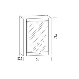SNOW, horní skříňka prosklená 50BB, korpus bílý, dvířka bílé MDF