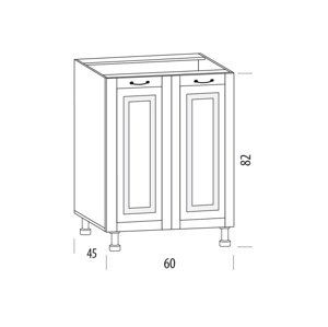 SNOW, dolní skříňka 60H/2D, korpus bílý, dvířka šedé MDF