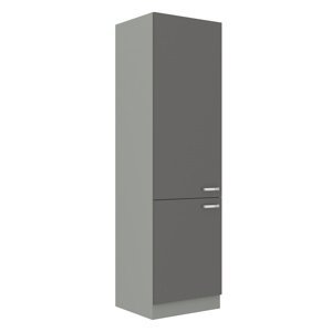 AVERNA, skříňka vysoká na vestavnou lednici 60 LO-210 2F, korpus: platinově šedá, dvířka: šedý lesk