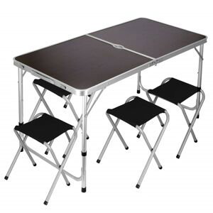 Skládací kempingový stolek 120x60 cm + 4 židle SPRINGOS OLIVER hnědý