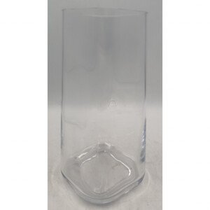 Váza skleněná - tvar oblý hranol, čirá. SKK1007, sada 2 ks