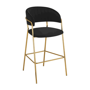 Designová barová židle, černá Velvet látka/gold chrom zlatý, DASMIN TYP 2