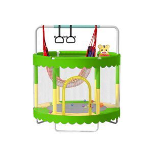 Dětská trampolína SEDCO 150 cm s ochrannou sítí,houpačkou a vybavením (Zelená)