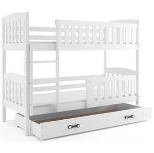 Patrová postel KUBUS 80x190 cm, bílá/bílá (Volba matrace: Pěnová matrace)