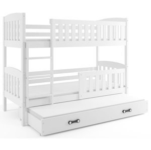 Patrová postel s přistýlkou KUBUS 3 80x190 cm, bílá/bílá (Volba matrace: Pěnová matrace)