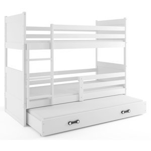 Patrová postel s přistýlkou RICO 3 80x160 cm, bílá/bílá (Volba matrace: Pěnová matrace)