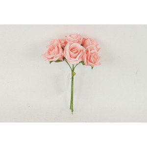 Růžičky, puget 6ks, barva růžová. Květina umělá pěnová. PRZ755508