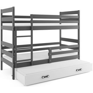 Patrová postel s přistýlkou ERYK 3 80x190 cm, grafitová/bílá (Volba matrace: Pěnová matrace)