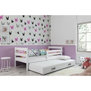 Dětská postel s přistýlkou ERYK 2 80x190 cm, bílá/bílá (Volba matrace: Pěnová matrace)