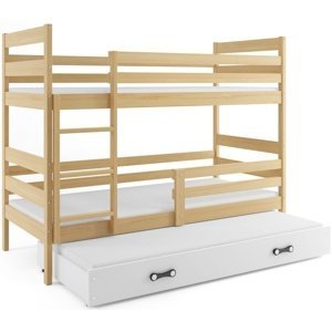 Patrová postel s přistýlkou ERYK 3 80x190 cm, borovice/bílá (Volba matrace: Pěnová matrace)