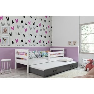 Dětská postel s přistýlkou ERYK 2 80x190 cm, bílá/grafitová (Volba matrace: Pěnová matrace)