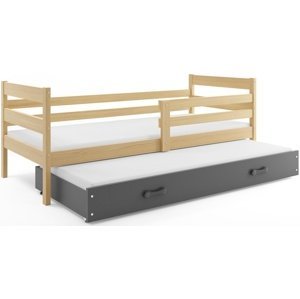 Dětská postel s přistýlkou ERYK 2 80x190 cm, borovice/grafitová (Volba matrace: Pěnová matrace)
