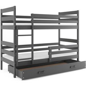 Patrová postel ERYK 80x190 cm, grafitová/grafitová (Volba matrace: Pěnová matrace)