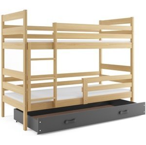 Patrová postel ERYK 80x190 cm, borovice/grafitová (Volba matrace: Pěnová matrace)