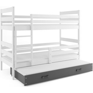 Patrová postel s přistýlkou ERYK 3 80x190 cm, bílá/grafitová (Volba matrace: Pěnová matrace)