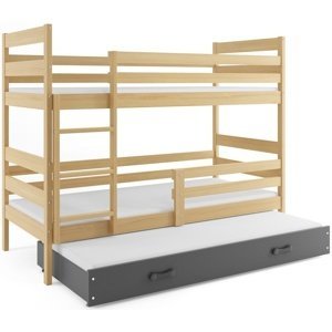 Patrová postel s přistýlkou ERYK 3 80x190 cm, borovice/grafitová (Volba matrace: Pěnová matrace)