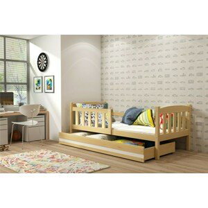 Dětská postel KUBUS 1 80x190 cm, borovice/bílá (Volba matrace: Pěnová matrace)