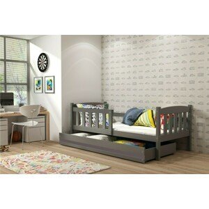 Dětská postel KUBUS 1 80x190 cm, grafitová/grafitová (Volba matrace: Pěnová matrace)