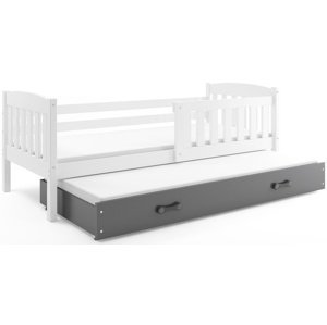 Dětská postel s přistýlkou KUBUS 2 80x190 cm, bílá/grafitová (Volba matrace: Pěnová matrace)