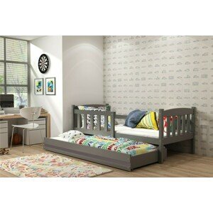 Dětská postel s přistýlkou KUBUS 2 80x190 cm, grafitová/grafitová (Volba matrace: Pěnová matrace)