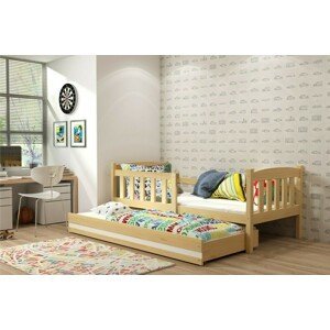 Dětská postel s přistýlkou KUBUS 2 80x190 cm, borovice/bílá (Volba matrace: Pěnová matrace)