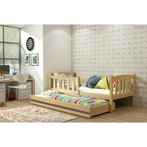 Dětská postel s přistýlkou KUBUS 2 80x190 cm, borovice/grafitová (Volba matrace: Pěnová matrace)