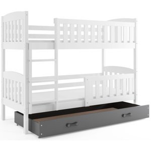 Patrová postel KUBUS 80x190 cm, bílá/grafitová (Volba matrace: Pěnová matrace)