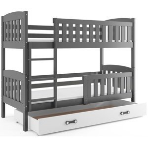 Patrová postel KUBUS 80x190 cm, grafitová/bílá (Volba matrace: Pěnová matrace)