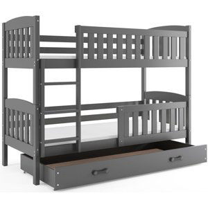 Patrová postel KUBUS 80x190 cm, grafitová/grafitová (Volba matrace: Pěnová matrace)