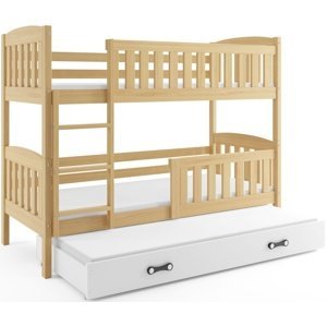 Patrová postel s přistýlkou KUBUS 3 80x190 cm, borovice/bílá (Volba matrace: Pěnová matrace)