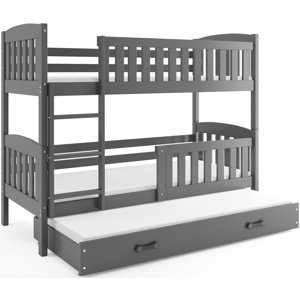 Patrová postel s přistýlkou KUBUS 3 80x190 cm, grafitová/grafitová (Volba matrace: Pěnová matrace)