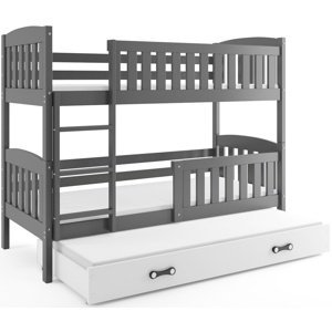Patrová postel s přistýlkou KUBUS 3 80x190 cm, grafitová/bílá (Volba matrace: Pěnová matrace)
